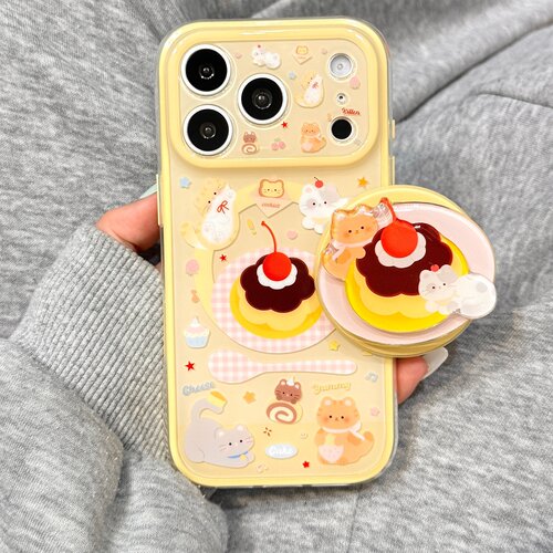 可爱甜品樱桃蛋糕猫咪磁吸支架适用于iphone17promax苹果17手机壳15新款16pro女17pm二合一硅胶创意防摔软壳
