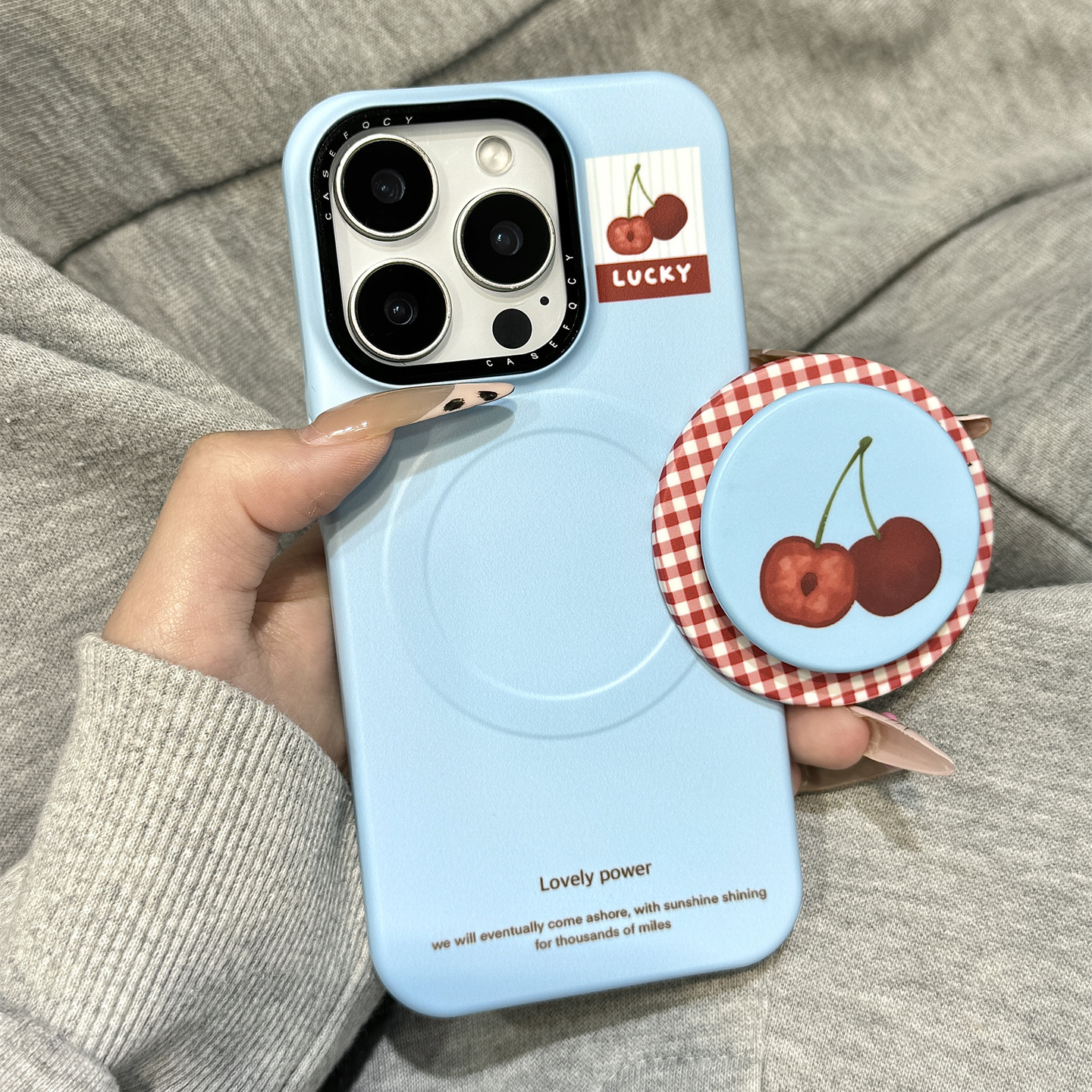 韩系ins简约风樱桃标签磁吸支架适用于iphone16promax苹果14手机壳15新款15pro女16少女心13pm菲林硬壳防摔套