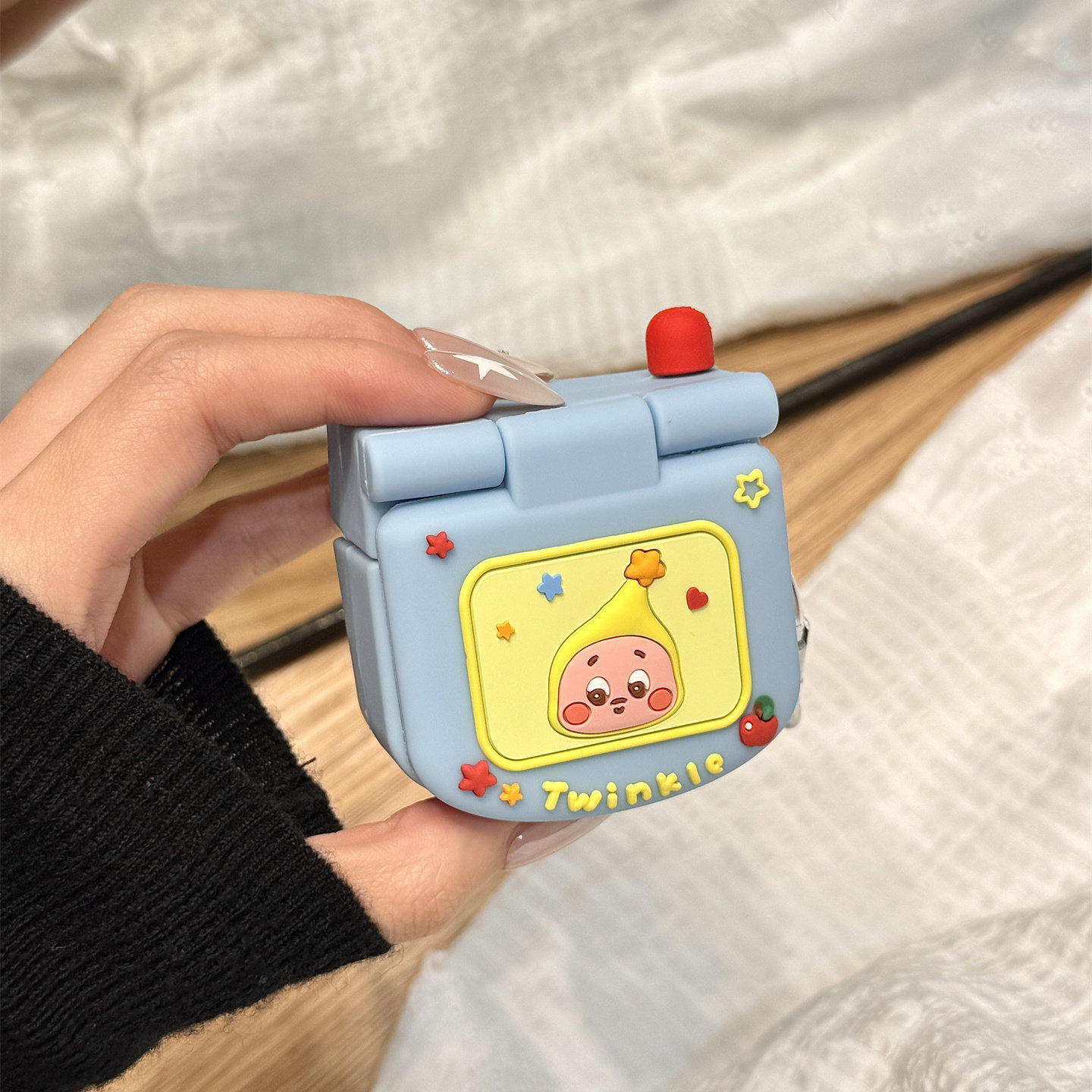 软萌可爱星星男孩翻盖镜子手机造型适用于苹果AirPodspro3耳机保护套AirPods pro4新款无线蓝牙3代AirPods1/2