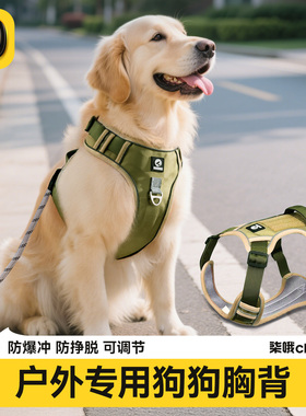 狗狗牵引绳大型犬胸背带金毛拉布拉多背心式防爆冲遛狗绳子中型犬