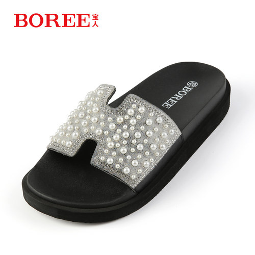 外穿凉拖鞋Boree/宝人时尚水钻