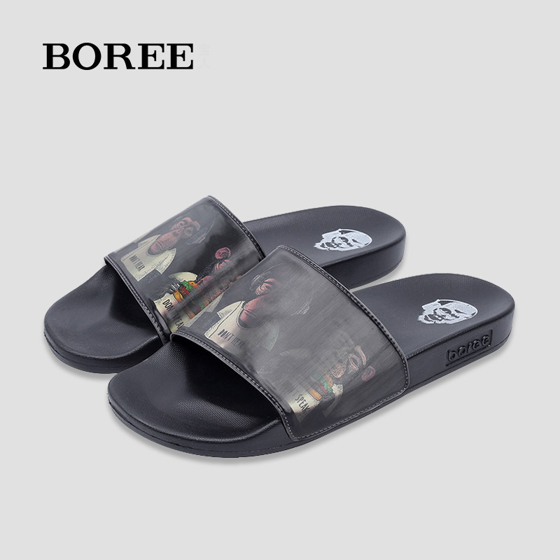 宝人拖鞋男新款幻彩一字拖时尚百搭外穿3D防滑猴子室内凉拖