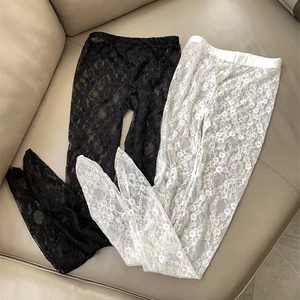 夏季镂空蕾丝打底裤高弹薄款玫瑰勾花连裤袜体闲修身透气九分裤女