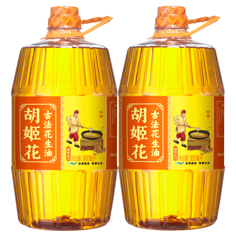 胡姬花古法花生油900ml*2食用油 物理压榨 浓香入味