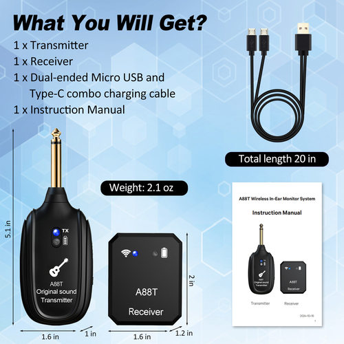 Wireless monitoring ear return receiver in ear system IEM wi