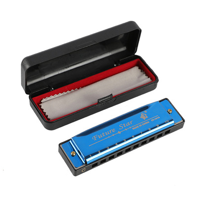 10 hole Blues harmonica plastic box beginner's guide to play