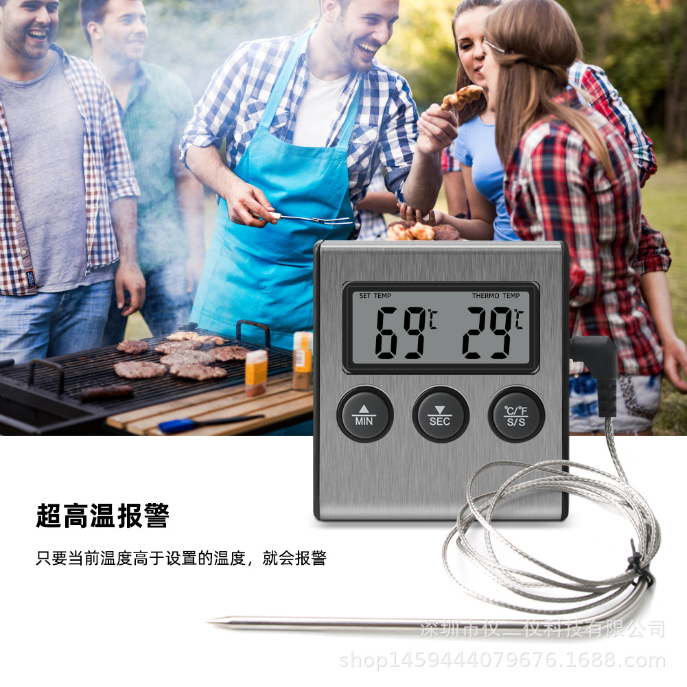 Kitchen food temperature timer probe food thermometer barbec
