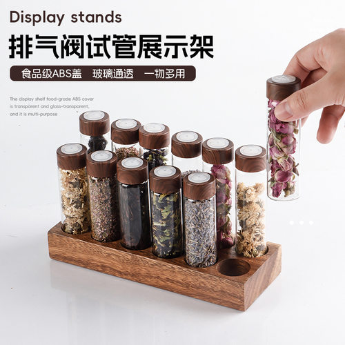 Glass test tube display rack, coffee bean test tube sorting