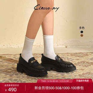 圆头女CIRCUS 黑色厚底增高乐福鞋 SAM EDELMAN山姆爱德曼秋冬时尚
