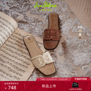 外穿简约凉拖鞋 EDELMAN26春夏平跟一字拖时尚 女IRINA SAM 明星同款