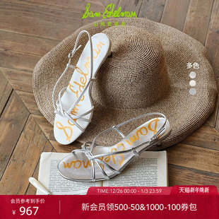 女CRESSA 金属银色绑带凉鞋 SAM EDELMAN山姆爱德曼夏猫跟罗马时装