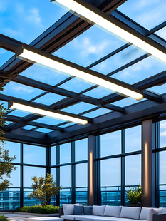 长条吸顶灯阳光房专用超亮双灯罩阳台走廊灯屋檐阳光棚户外防水