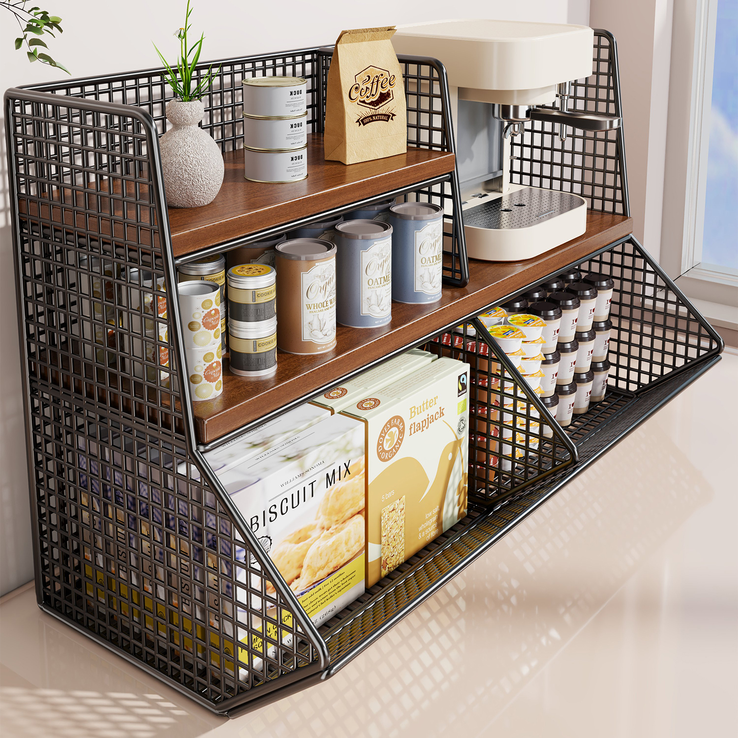 桌面收纳盒厨房零食分层整理神器