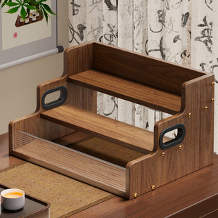 桌面摆件收纳置物架茶杯架子新中式小型博古架茶具茶桌壶茶展示架