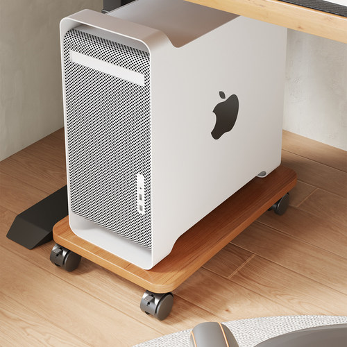 实木电脑主机托架台式带轮可移动