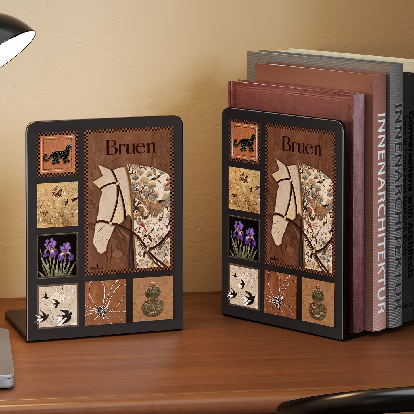 金属书立架复古大号2片书夹书靠书挡学生用放书隔板铁支架书本立架创意ins风桌面收纳固定挡板办公室书架