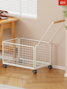 桌下书架储物架家用书包储物篮可移动办公文件架地面站立式轮式手