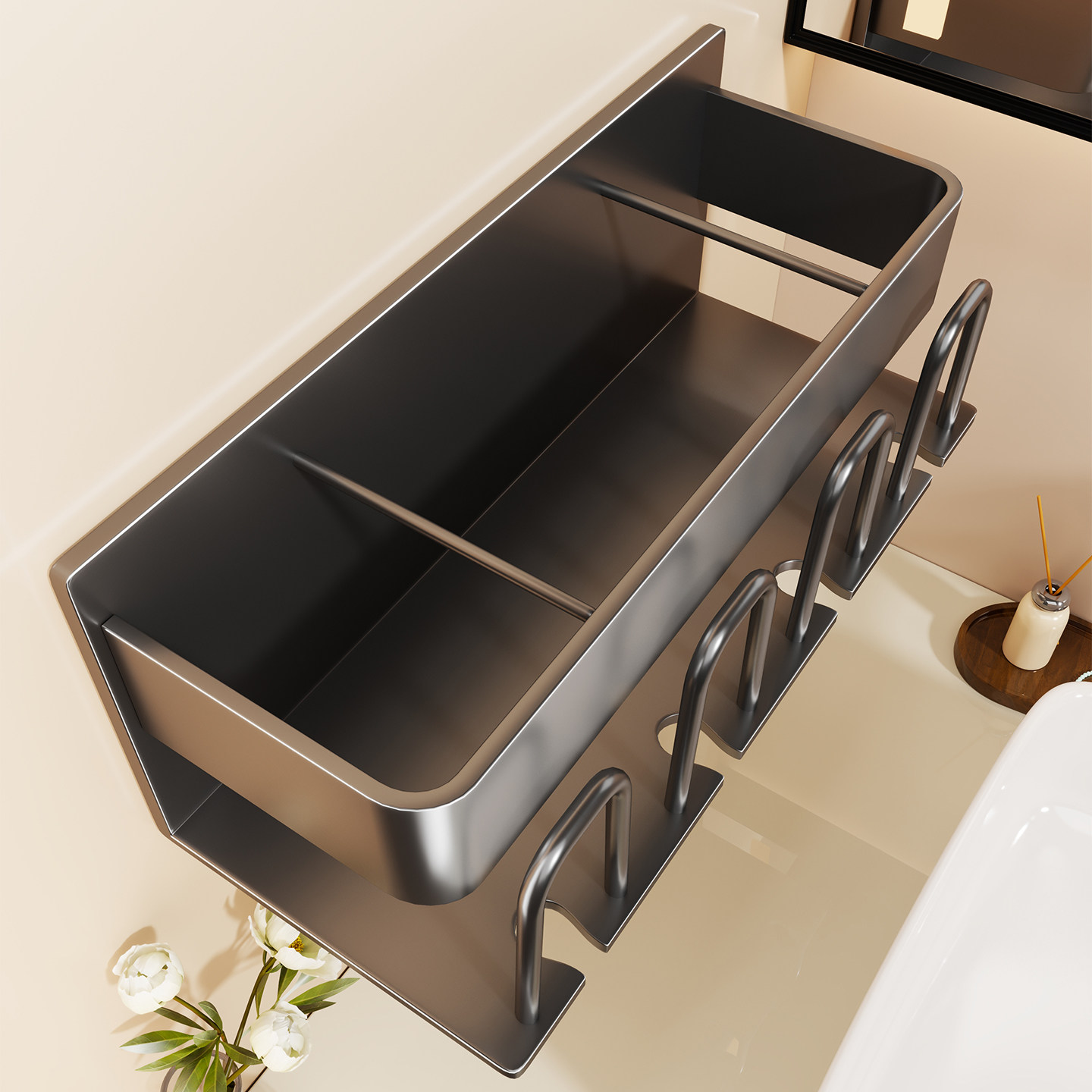 牙刷置物架卫生间壁挂免打孔牙杯牙膏电动牙刷放置架倒挂漱口杯架,家庭/个人清洁工具,牙刷架/牙具座,淘宝优惠券,粉丝福利购,淘宝优惠卷