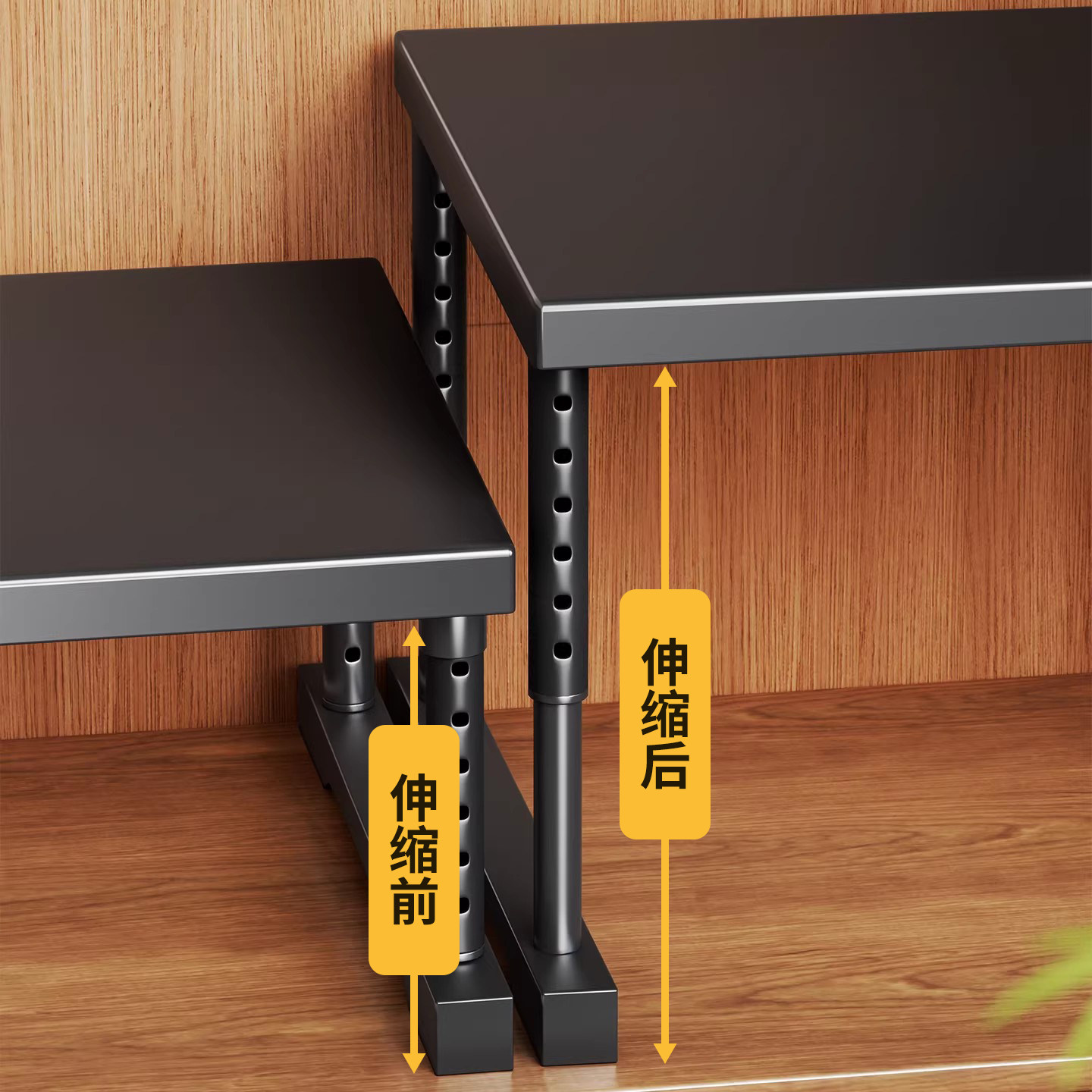 厨房置物架多功能伸缩下水槽柜内分层隔板家用橱柜微波炉收纳架子