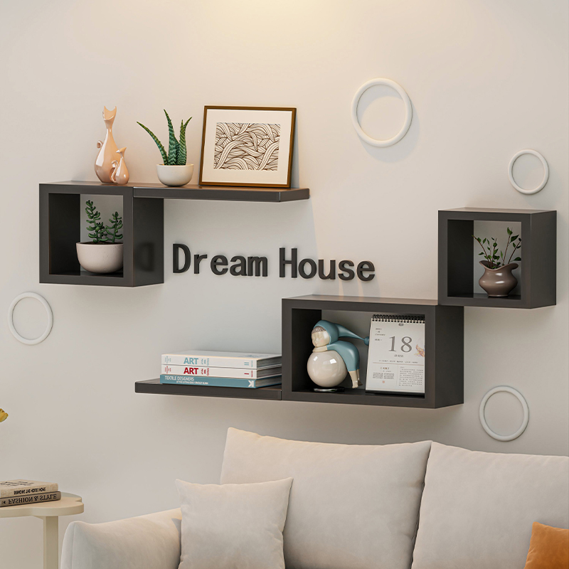 客厅墙上北欧风可置物装饰书架