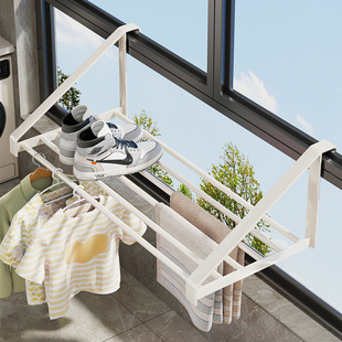 阳台晾鞋架神器宿舍家用简易防盗窗栏杆晾枕头衣服卡扣栏杆晾衣架