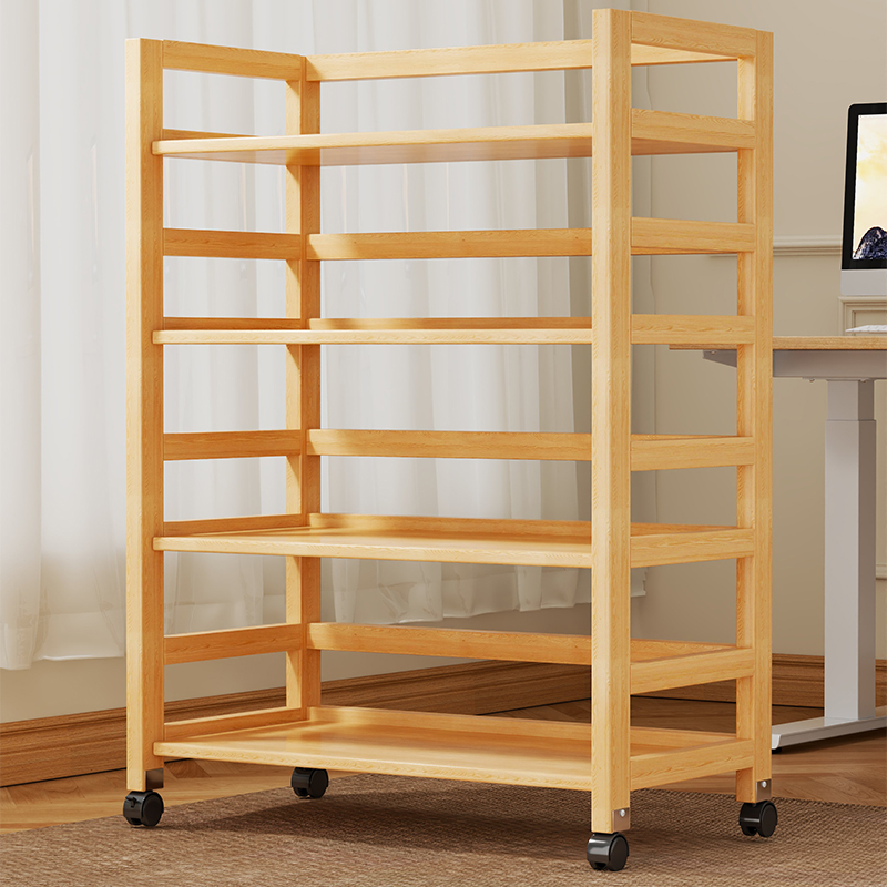 落地置物架简易书架实木可