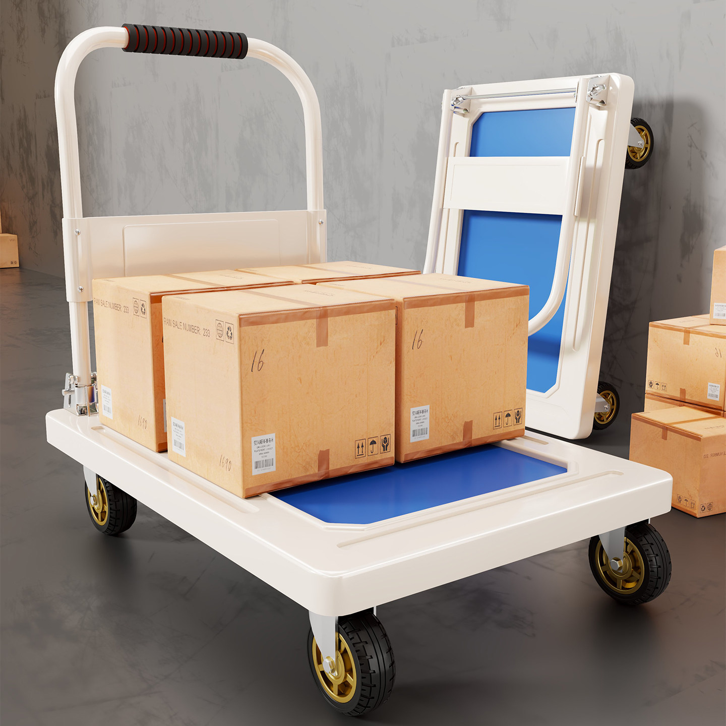 小推车家用便携可折叠承重钢板平板车拖车拉货搬运车取快递手推车,收纳整理,便携购物车,淘宝优惠券,粉丝福利购,淘宝优惠卷