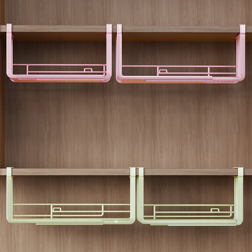 厨房整体橱柜下挂置物架挂篮吊柜悬挂式分层宿舍桌下收纳挂篮铁艺