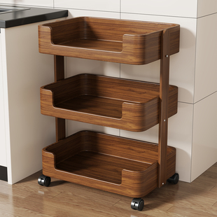 实木厨房蔬菜置物架客厅零食小推车多功能夹缝卧室床头柜放菜筐子