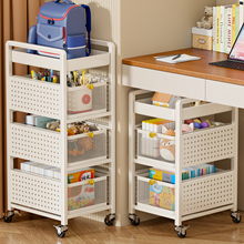 书包置物架家用多层桌下滑轮柜放书本可移动零食收纳架厨房小推车