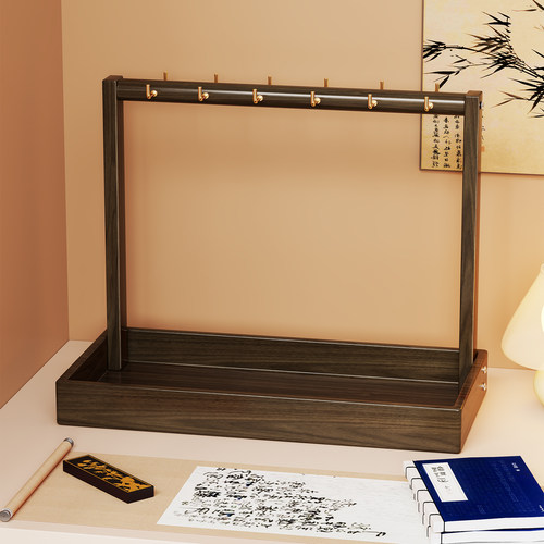 毛笔笔挂多功能实木笔托笔搁