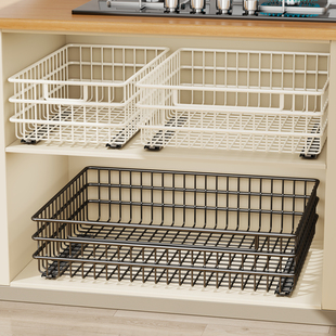 厨房盘子碗碟收纳架橱柜内储物沥水架置物架抽屉式碗筷拉篮碗盘架