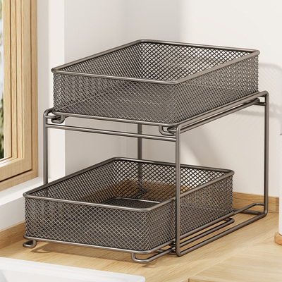 厨房台面水果蔬菜置物架放零食双层收纳筐桌面多层水果架子菜篮子