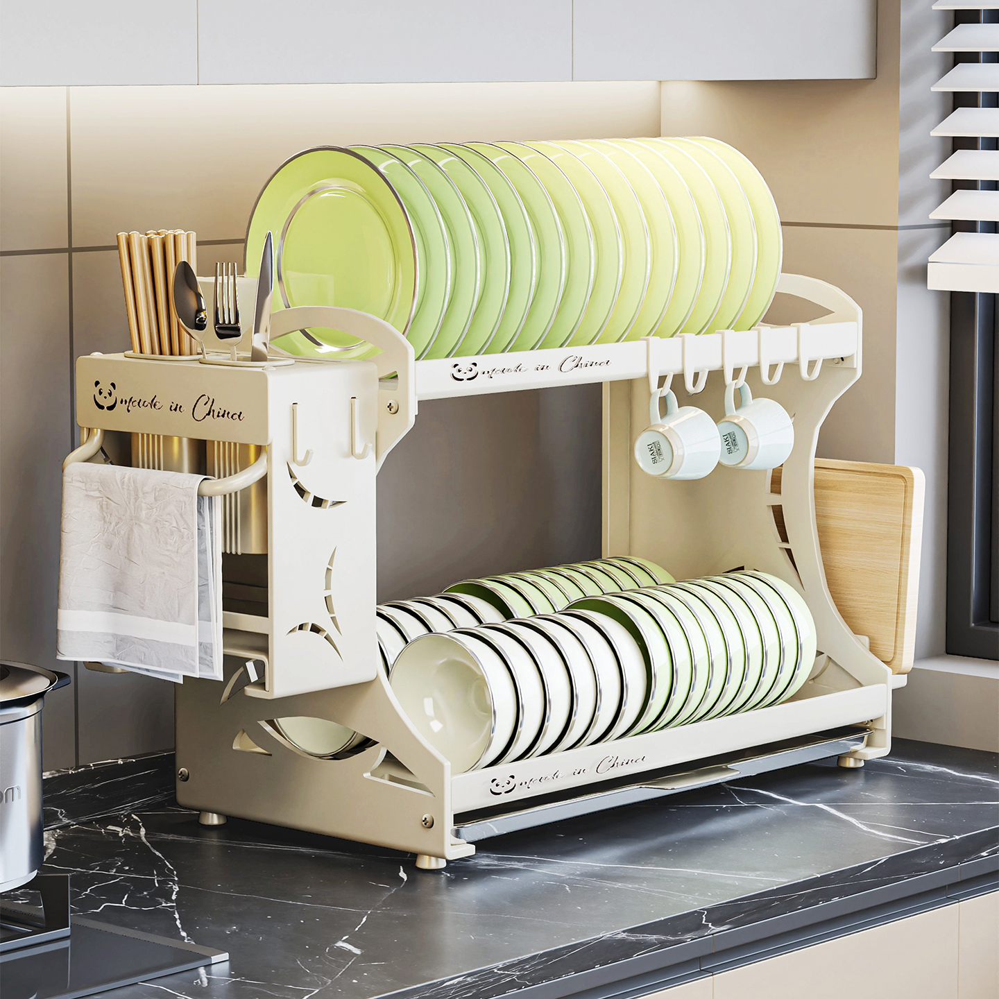 厨房碗盘架家用台面碳钢