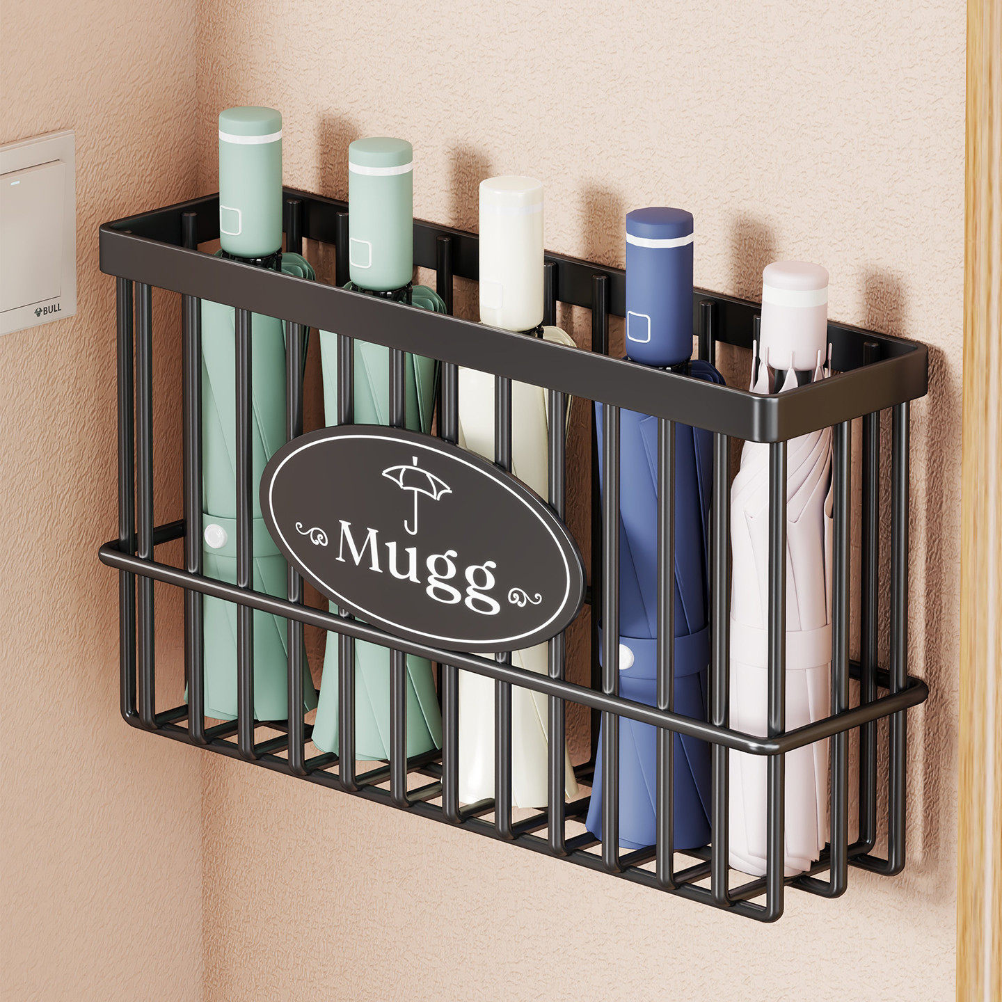 磁吸雨伞收纳架门后壁挂窄伞架