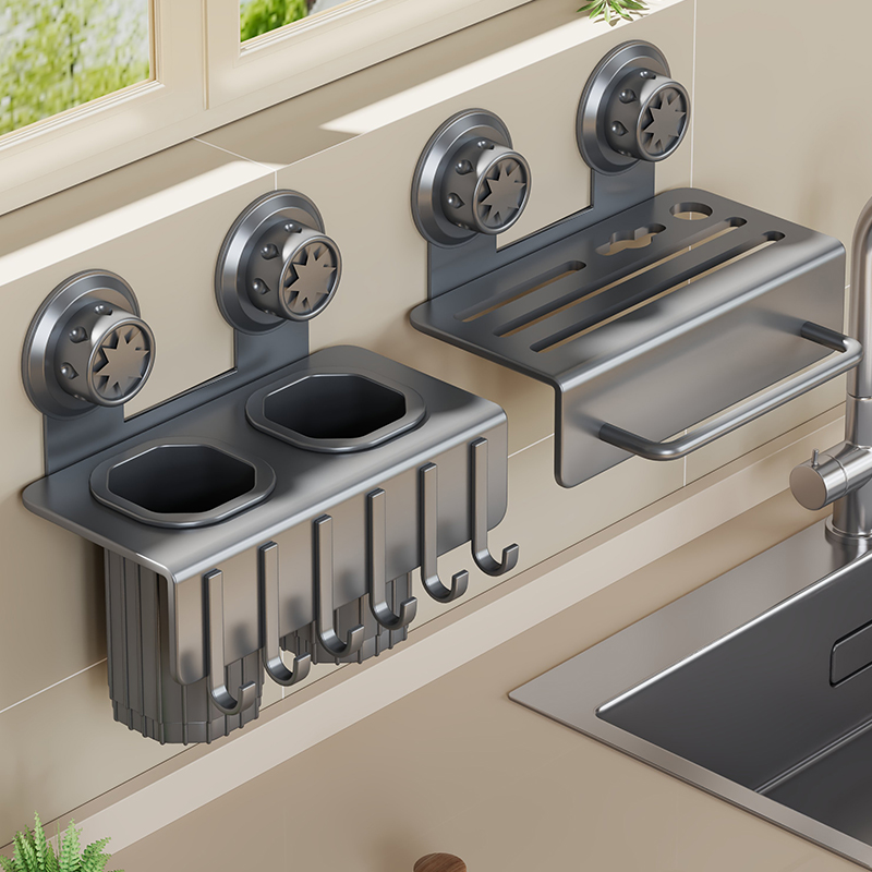吸盘刀架厨房置物架免打孔壁挂式
