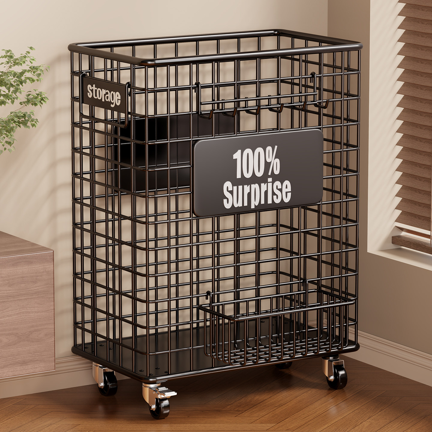 瑜伽垫收纳筐家用大容量带轮可移动体育用品运动工具篮球收纳神器,收纳整理,运动器材收纳用具,淘宝优惠券,粉丝福利购,淘宝优惠卷