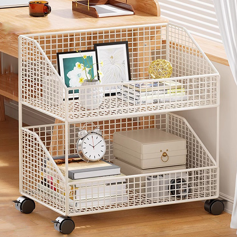 书桌旁收纳家用置物架可移动儿童简易书架落地储物书柜小推车