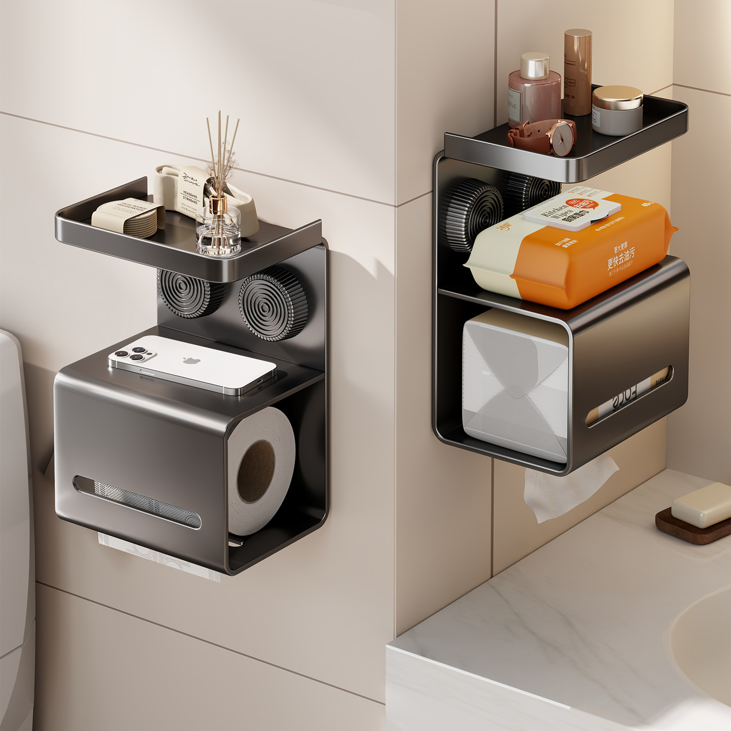 吸盘纸巾盒卫生间厕纸盒