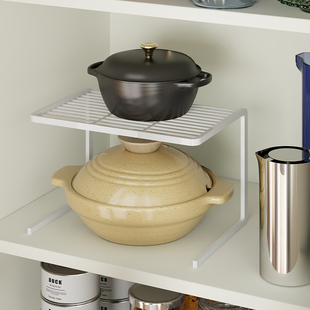 橱柜分层架厨房锅架置物架灶台餐具收纳架水槽下双层锅子分隔架