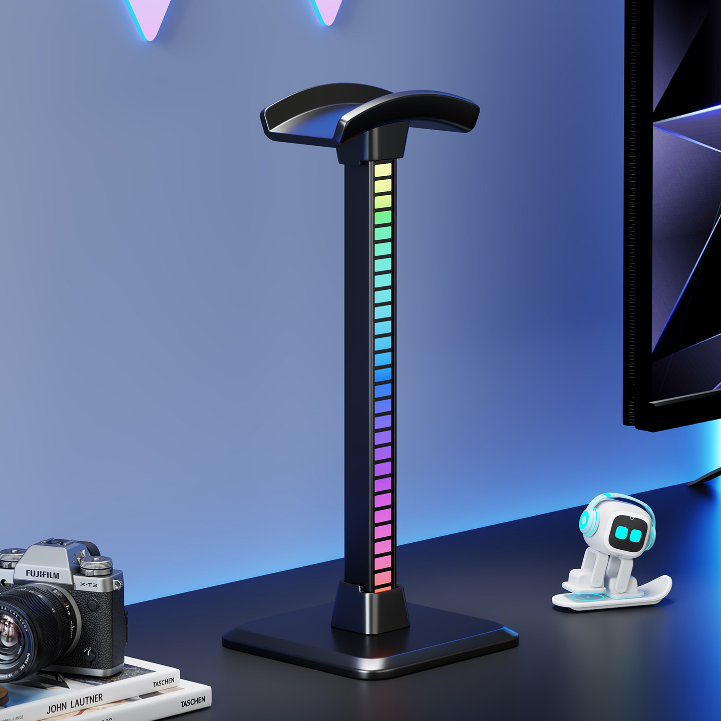 创意头戴式耳机支架耳麦架托收纳挂架挂钩电脑桌面rgb电竞置物放置架适用于索尼rog雷蛇飓风2三3放耳机的架子