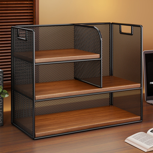 桌面置物架书桌上立式多层小型书架办公桌工位文件收纳柜家用书柜