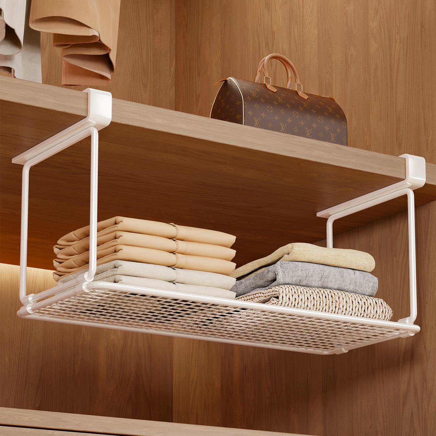 衣柜拉篮收纳置物架抽拉隔板柜子