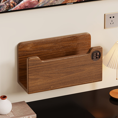 实木路由器放置架wifi收纳盒