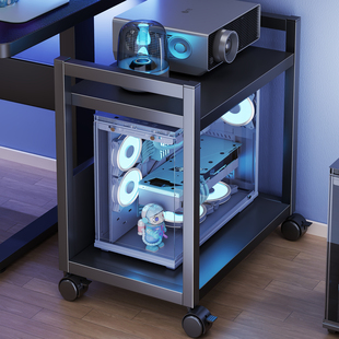 电竞房主机托架落地多层台式机箱移动放置架家用桌下电脑置物架子