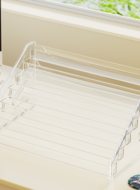 吧唧展示架桌面亚克力谷子收纳盒透明卡片架子周边小卡徽章置物架