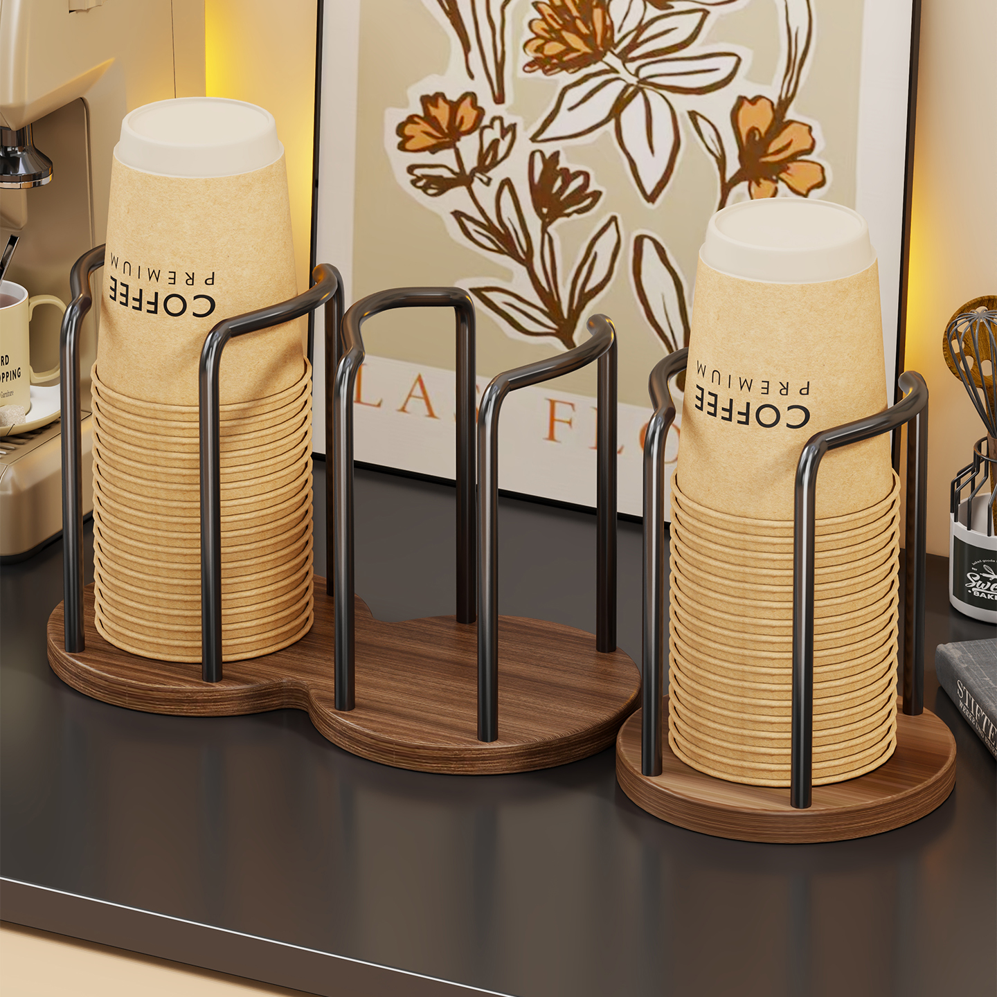 一次性水杯置物架家用客厅台面纸杯放置架咖啡奶茶杯多功能取杯器