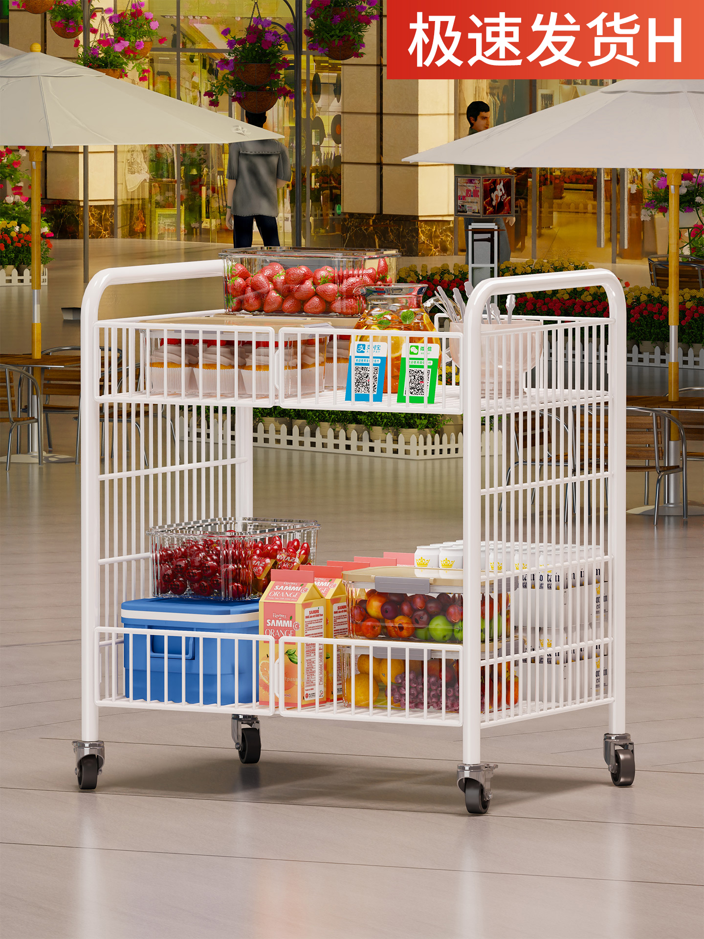 夜市地摊专用小推车网红小吃水果冰粉移动促销车展示架便携折叠车