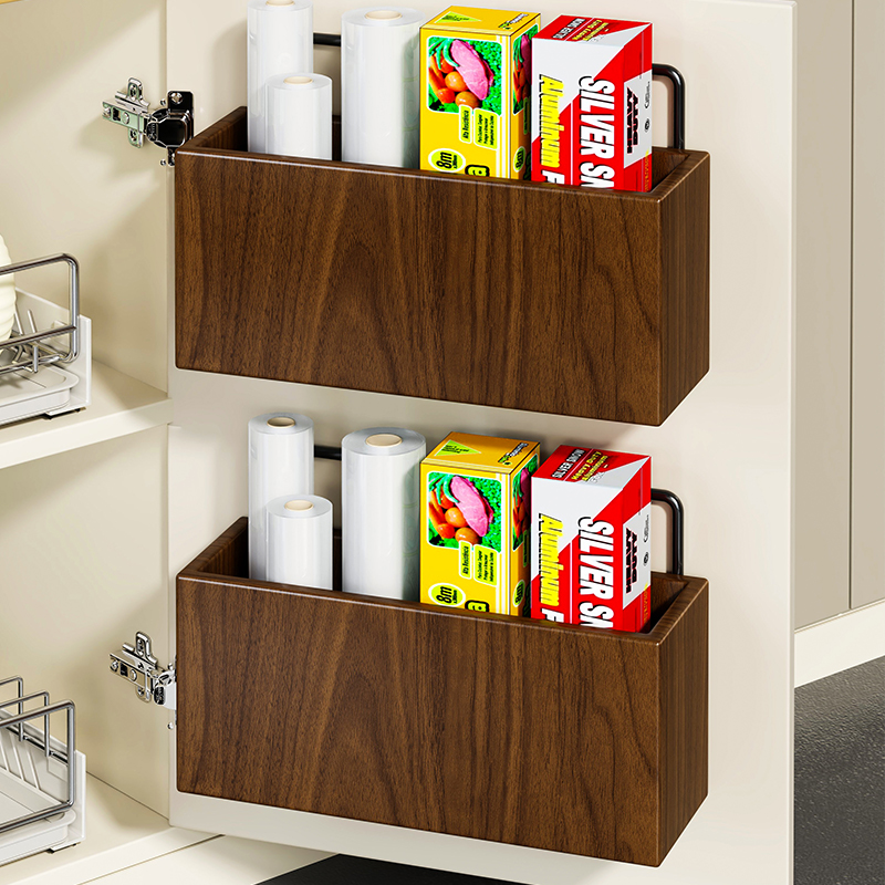 进口实木保鲜膜置物架