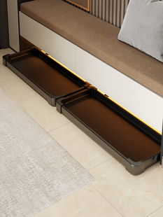 鞋柜踢脚抽入户柜下方免打孔反弹抽拉鞋架柜内轨道抽屉托盘鞋托架